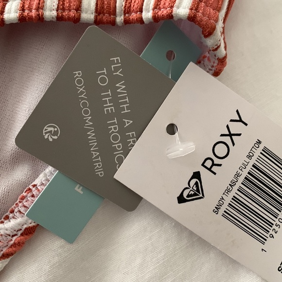 ROXY NEW coral colour xs bikini bottom striped perfect full coverage white small - Picture 2 of 9